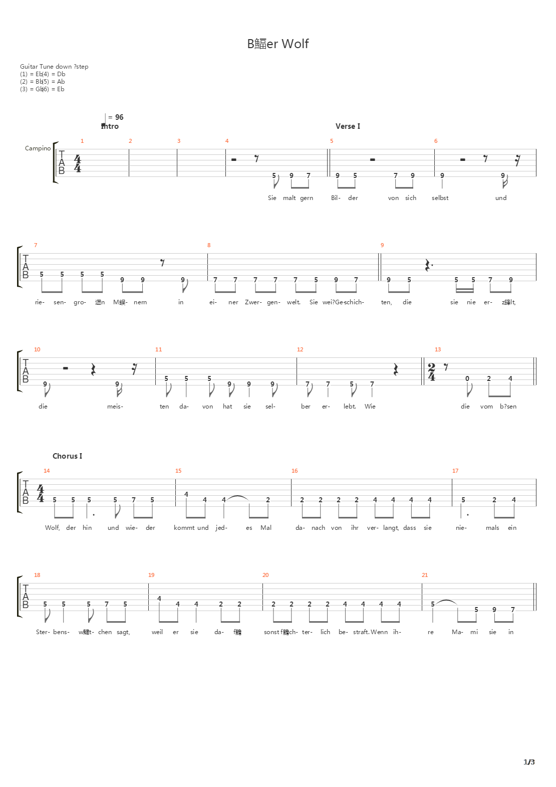 Der Boese Wolf Acoustic吉他谱