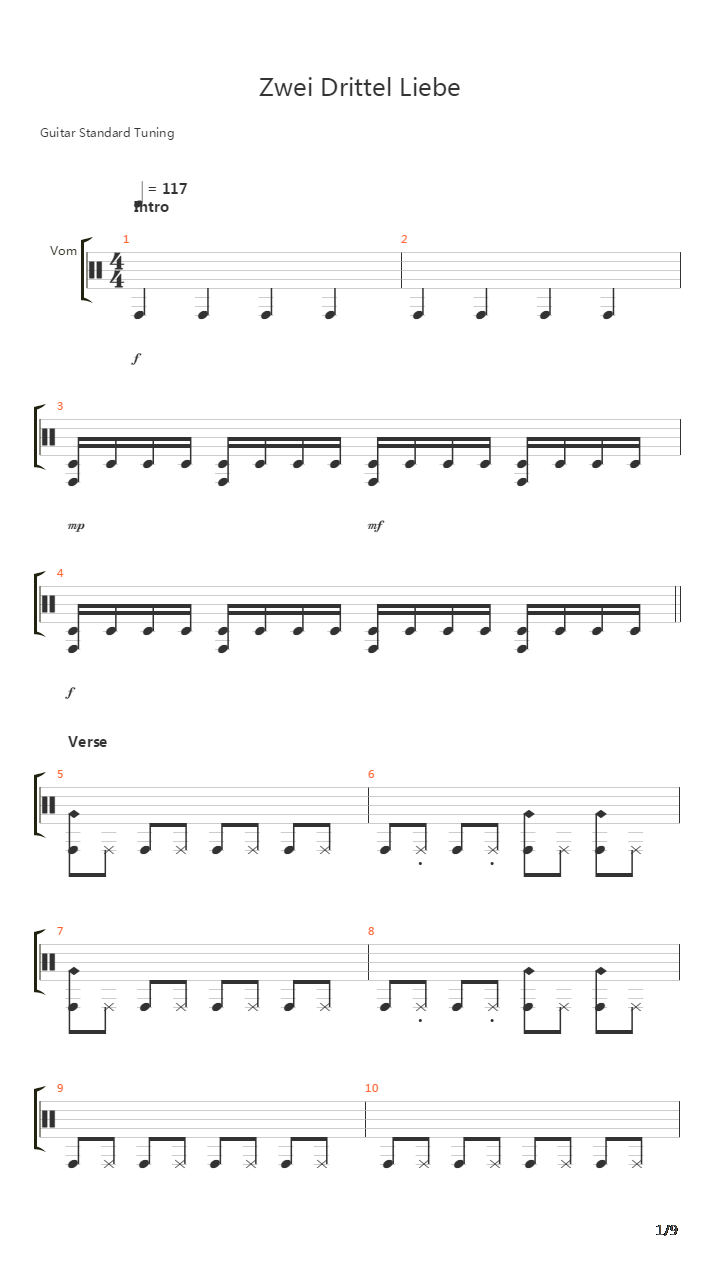 Zwei Drittel Liebe吉他谱