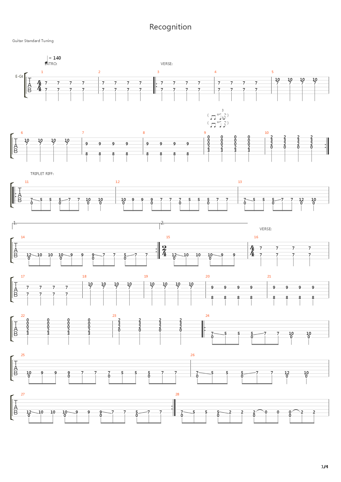 Recognition吉他谱