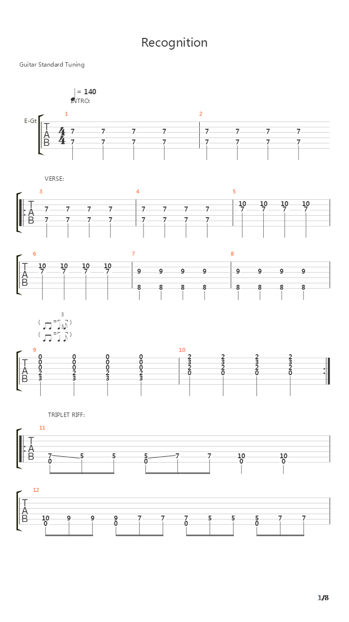 Recognition吉他谱