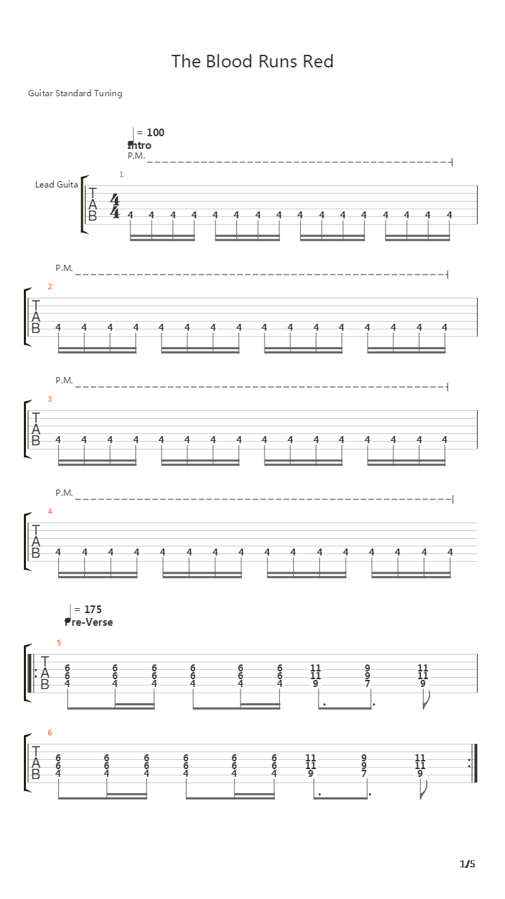 The Blood Runs Red吉他谱
