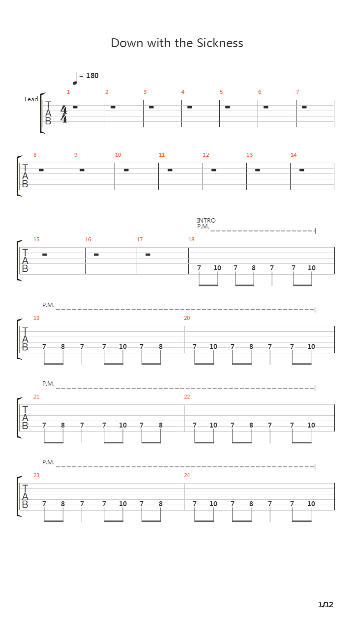 Down With The Sickness吉他谱