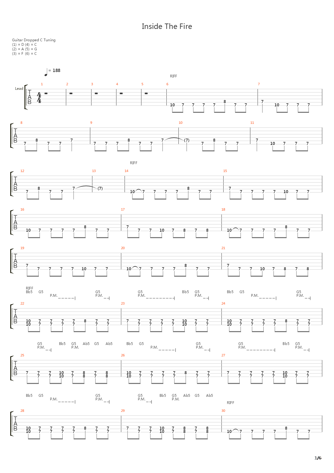 Inside The Fire吉他谱