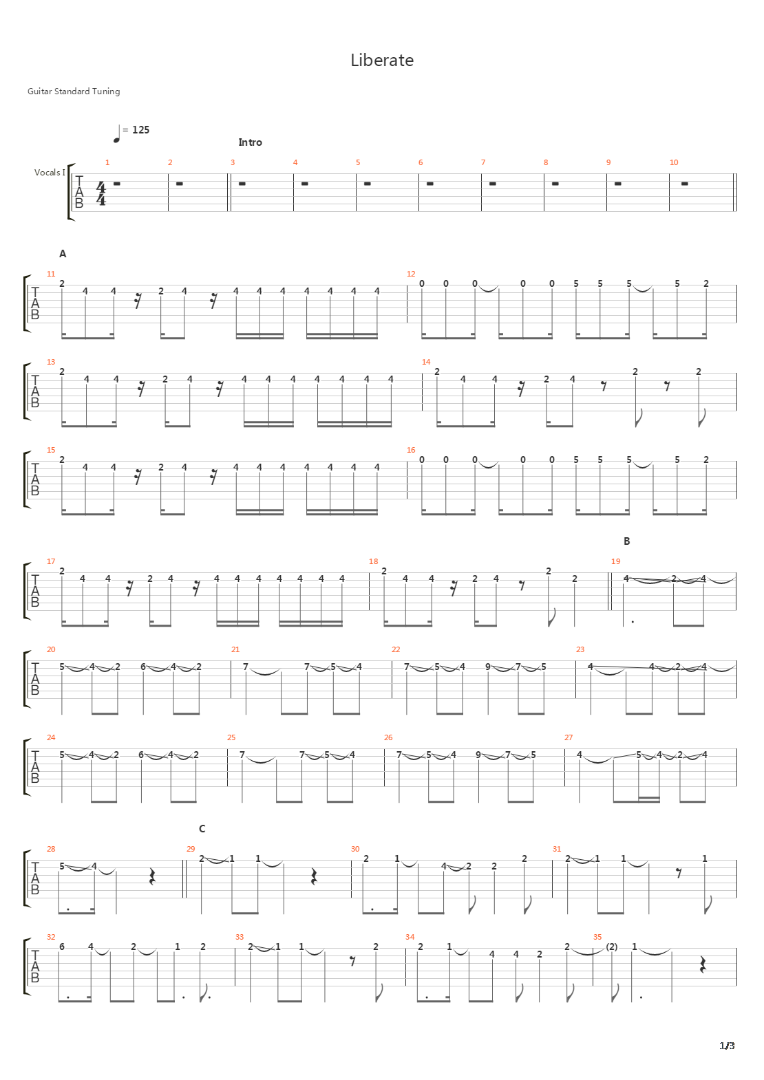 Liberate吉他谱