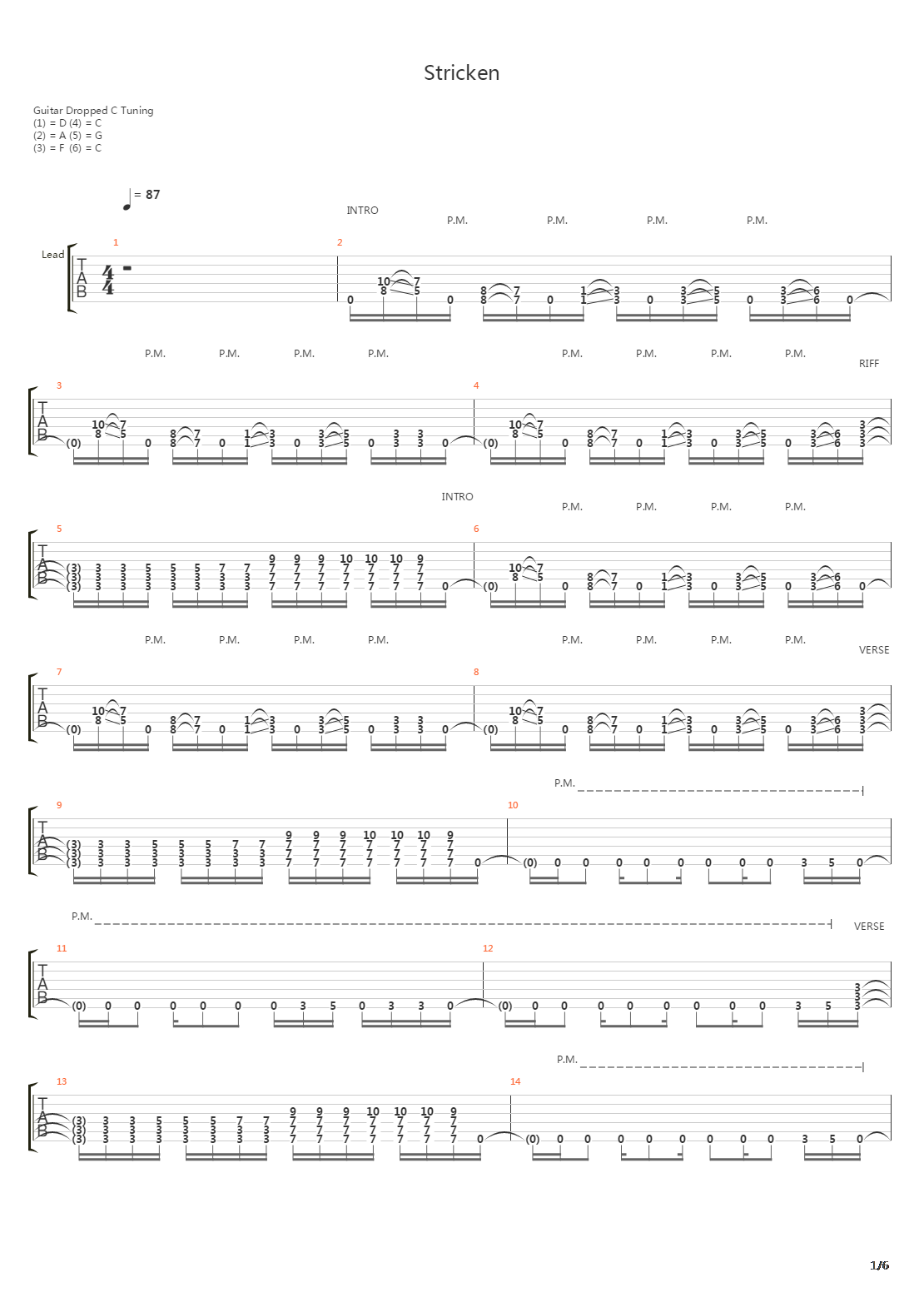 Stricken吉他谱