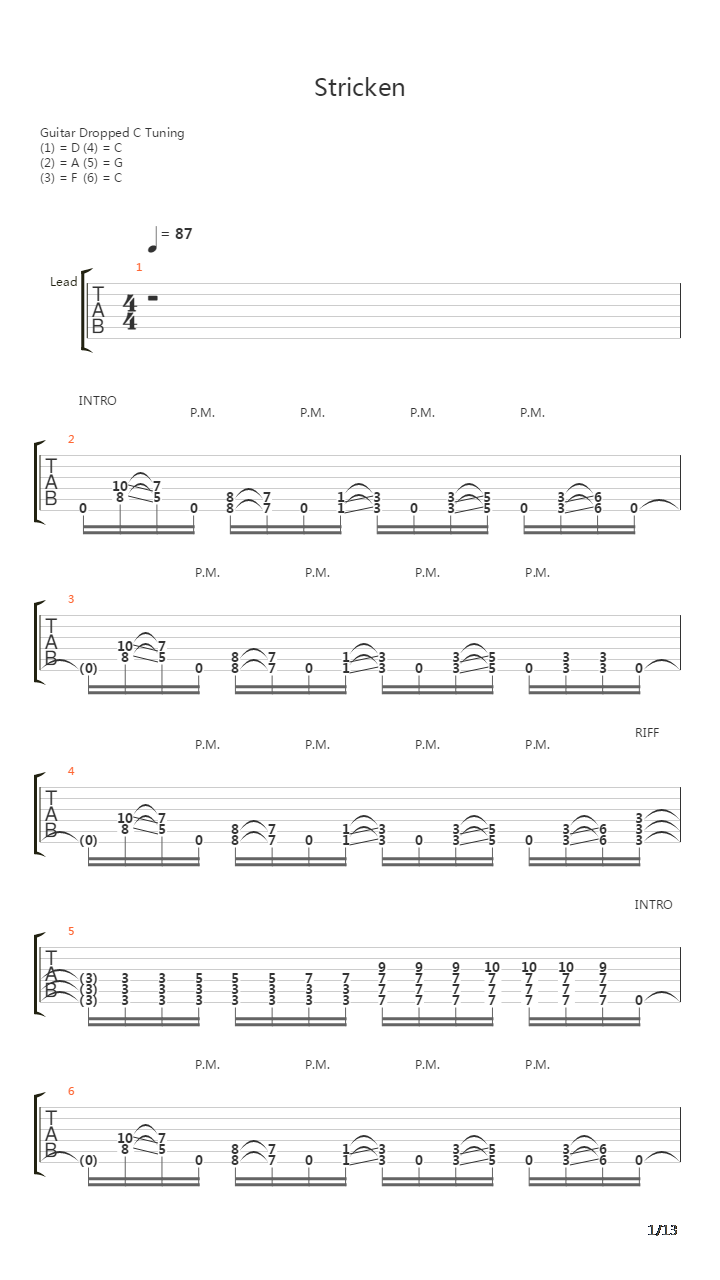 Stricken吉他谱