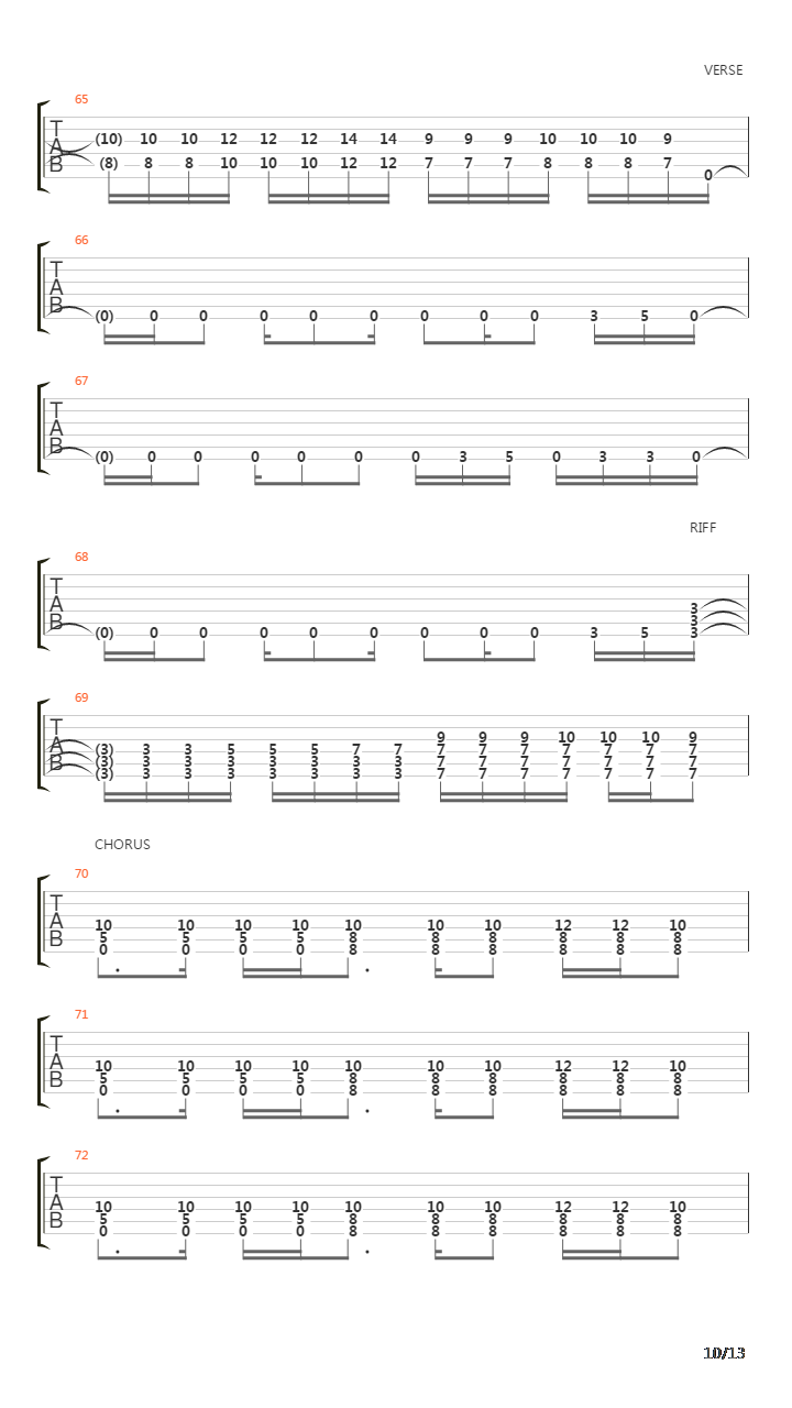 Stricken吉他谱