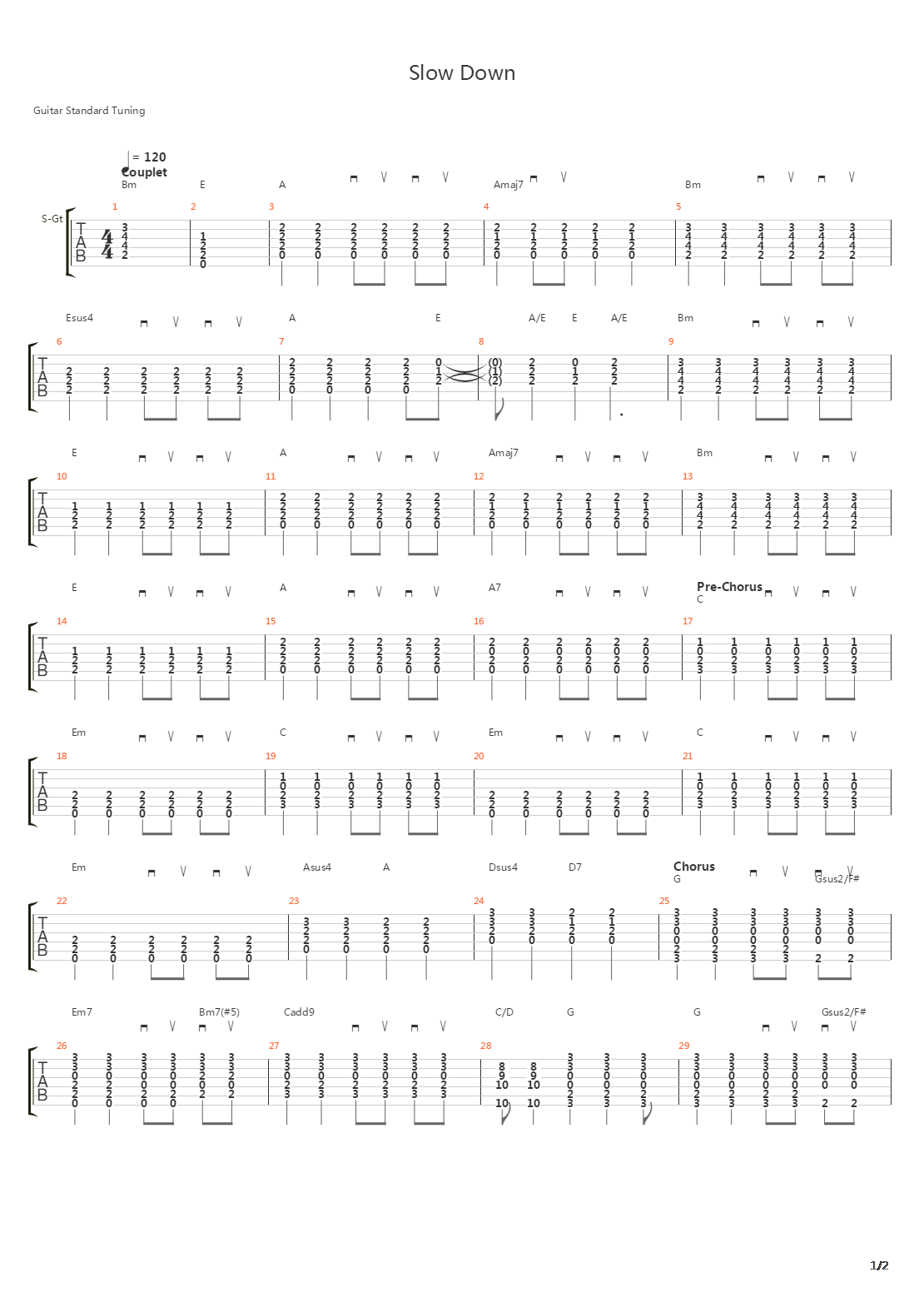Slow Down吉他谱