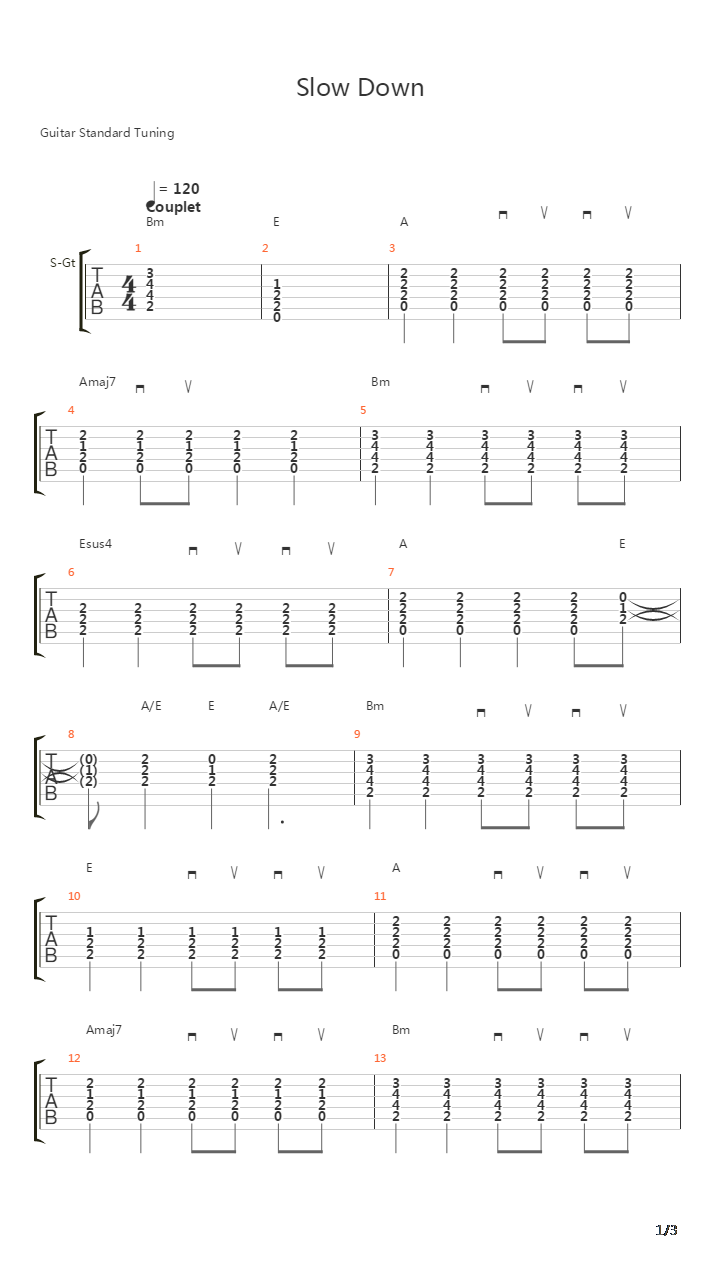 Slow Down吉他谱