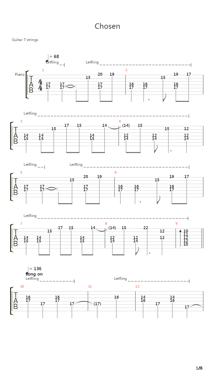 Chosen吉他谱