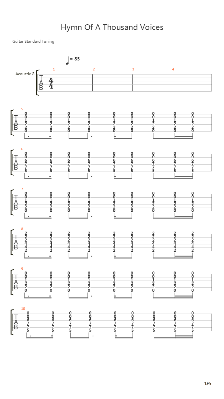 Hymn Of A Thousand Voices吉他谱