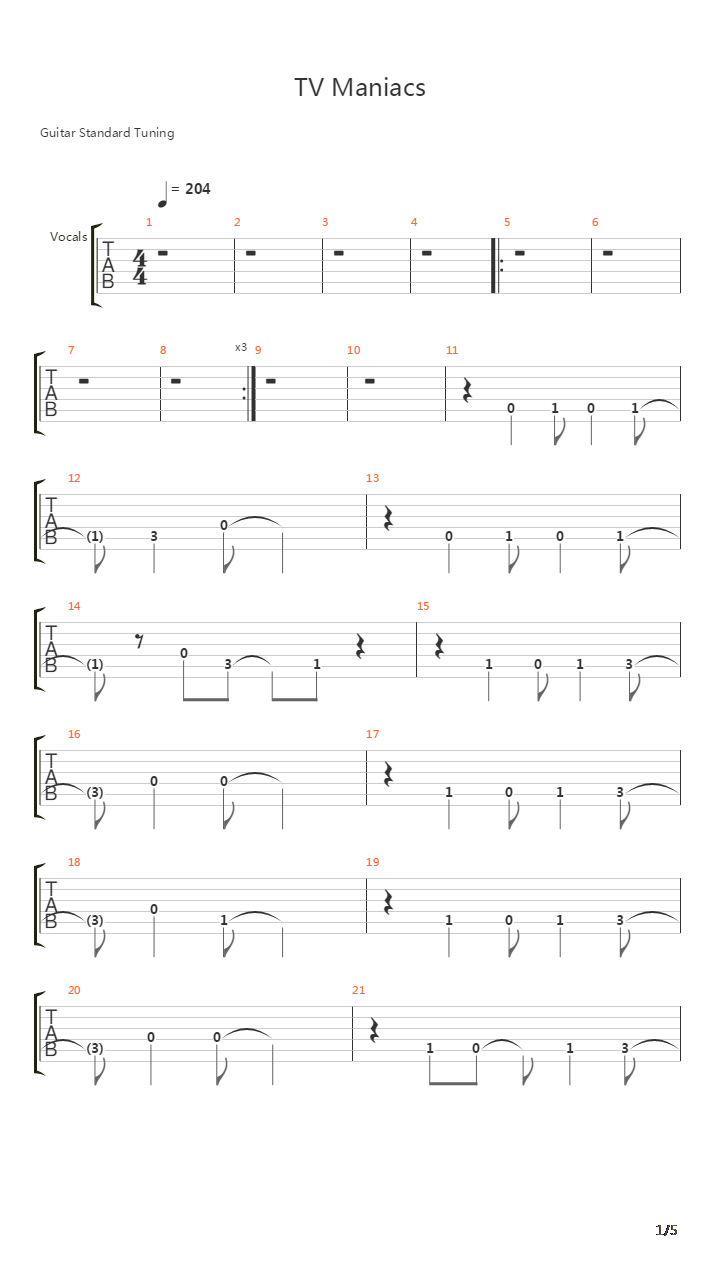 Tv Maniacs吉他谱