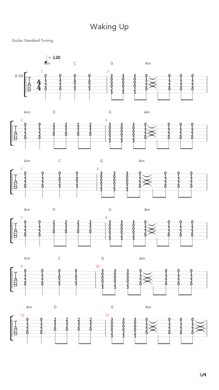 Waking Up吉他谱
