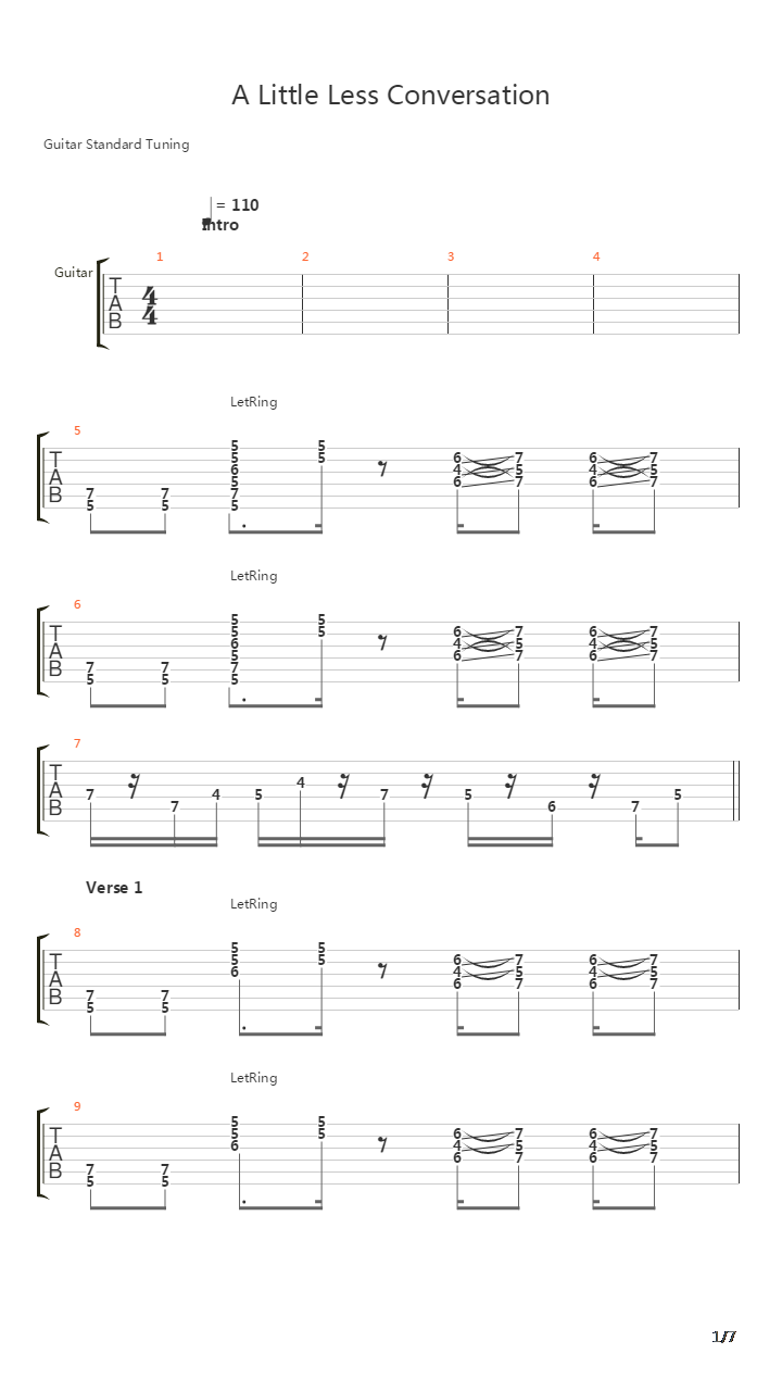 A Little Less Conversation吉他谱