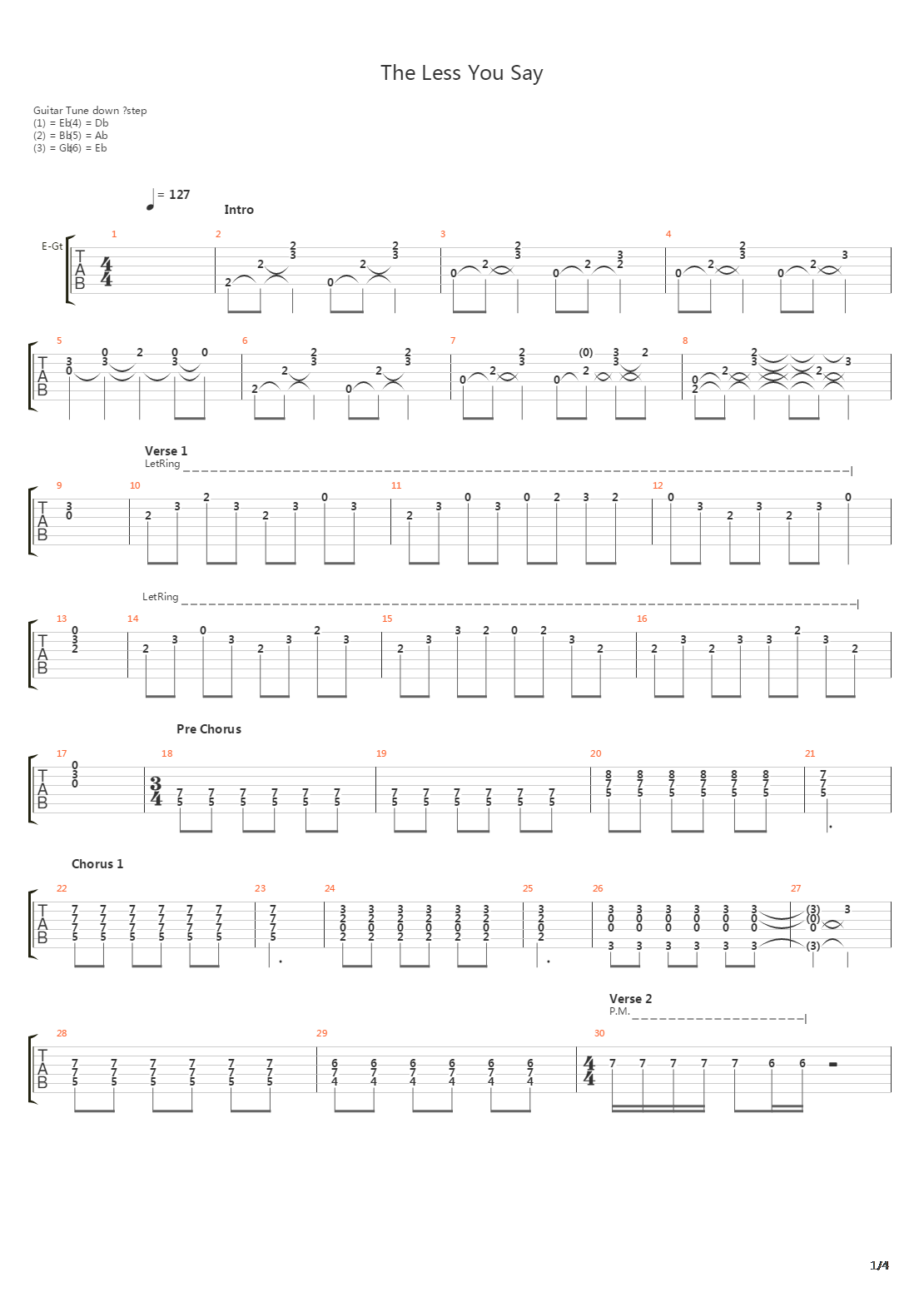 The Less You Say吉他谱