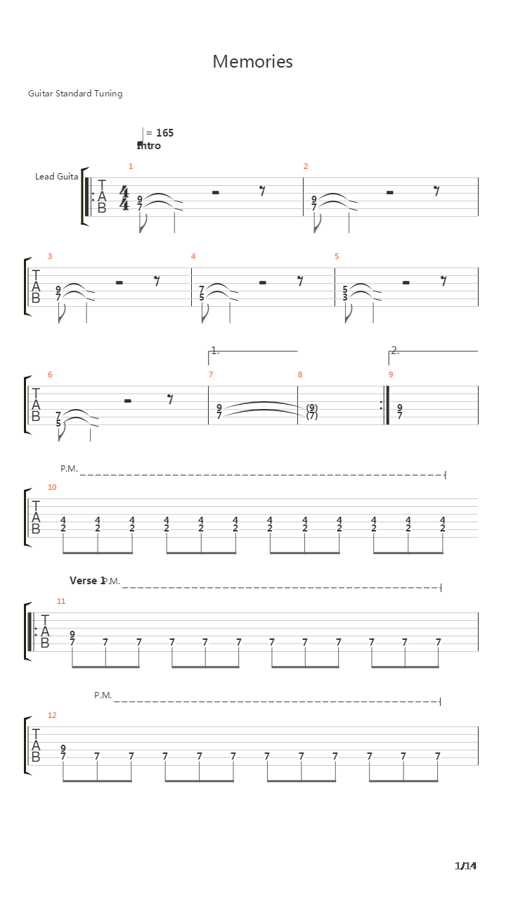 Memories吉他谱