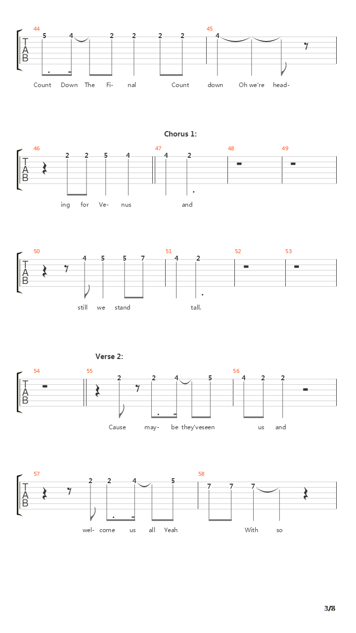 The Final Countdown吉他谱