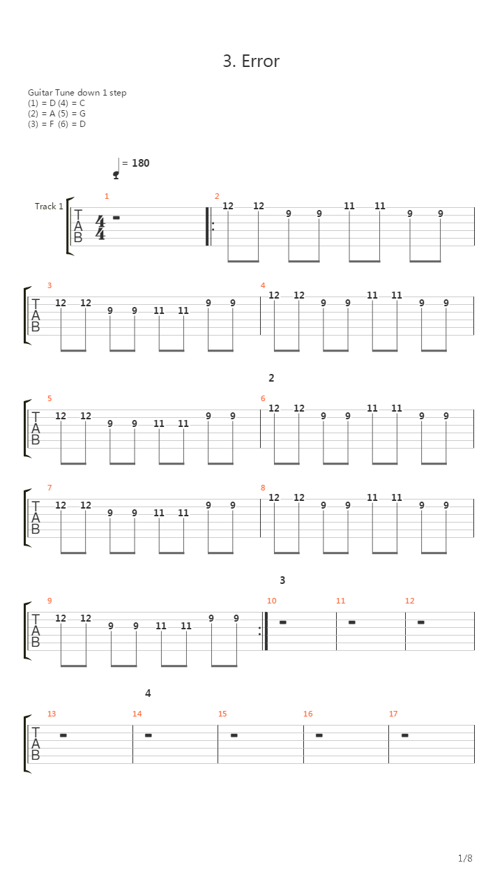 Error吉他谱
