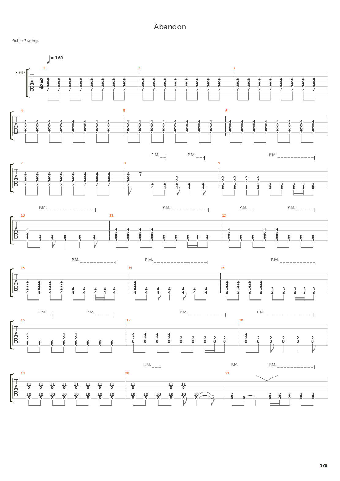 Abandon吉他谱