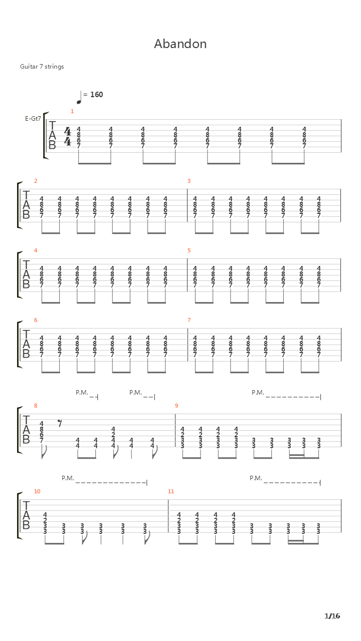 Abandon吉他谱