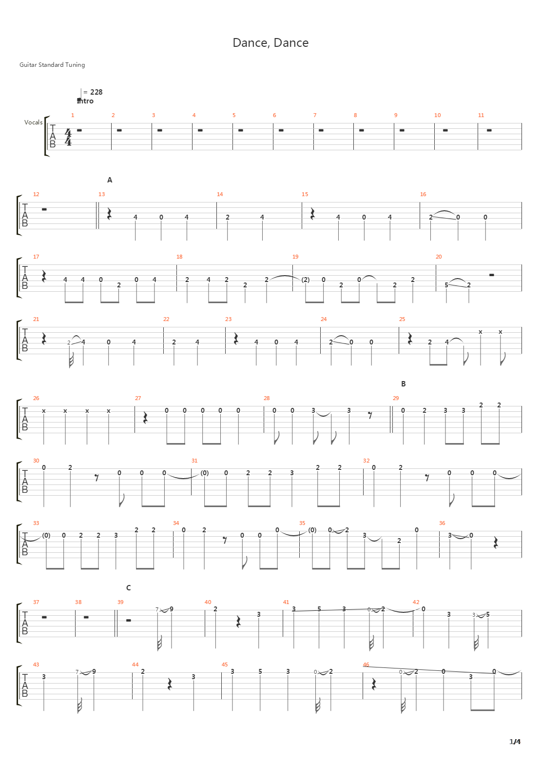 Dance Dance吉他谱