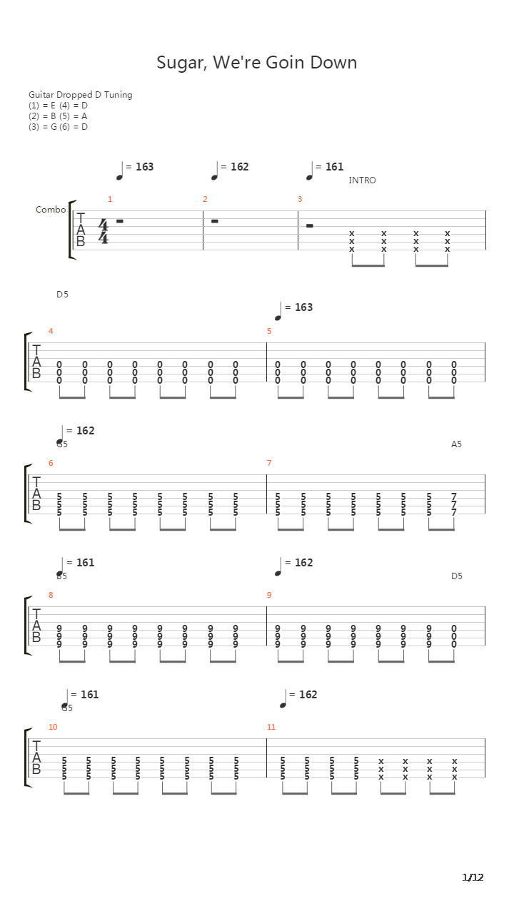 Sugar Were Going Down吉他谱