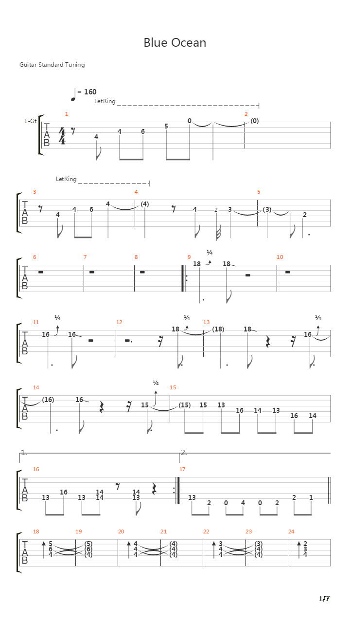 Blue Ocean吉他谱