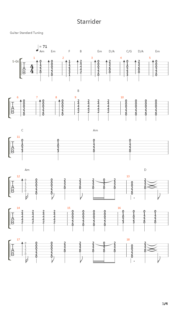 Starrider吉他谱