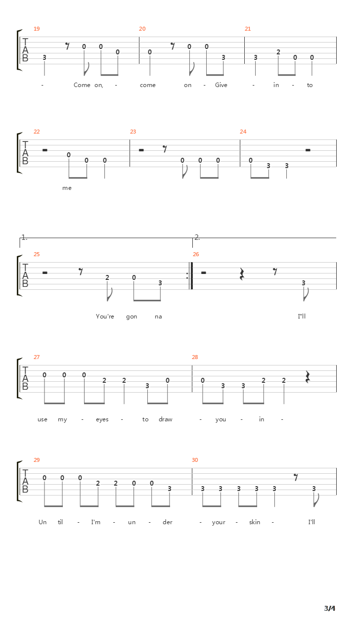 Give In To Me吉他谱