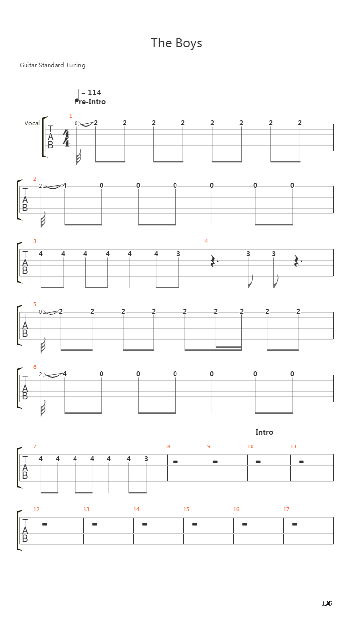 The Boys吉他谱