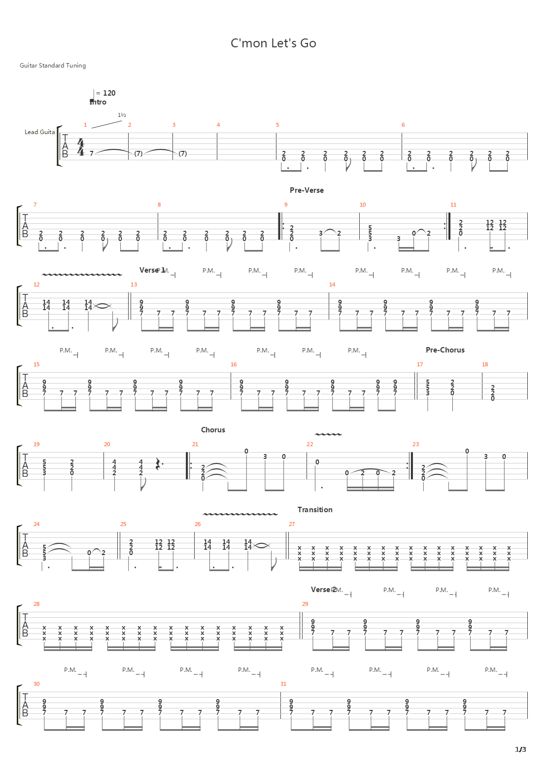 Cmon Lets Go吉他谱