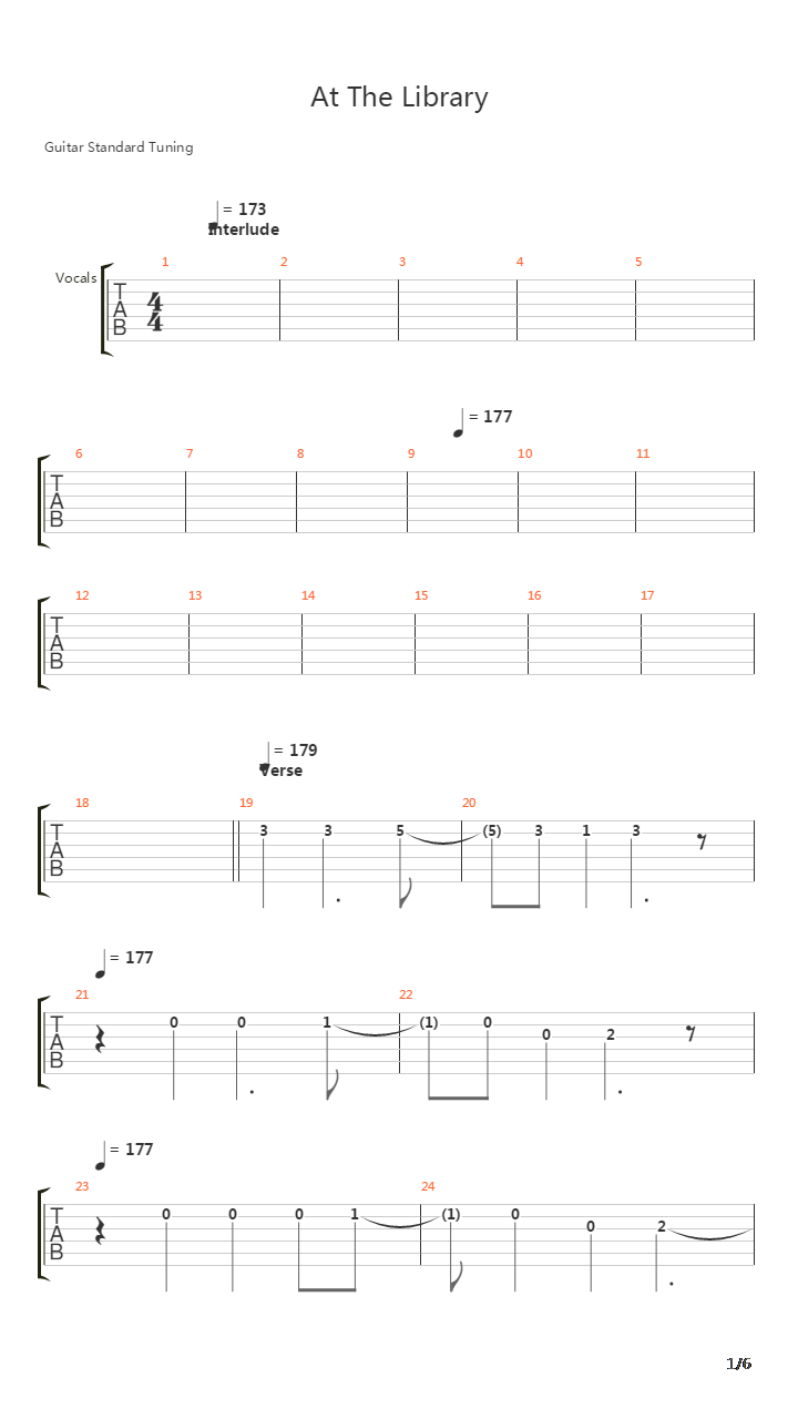 At The Library吉他谱