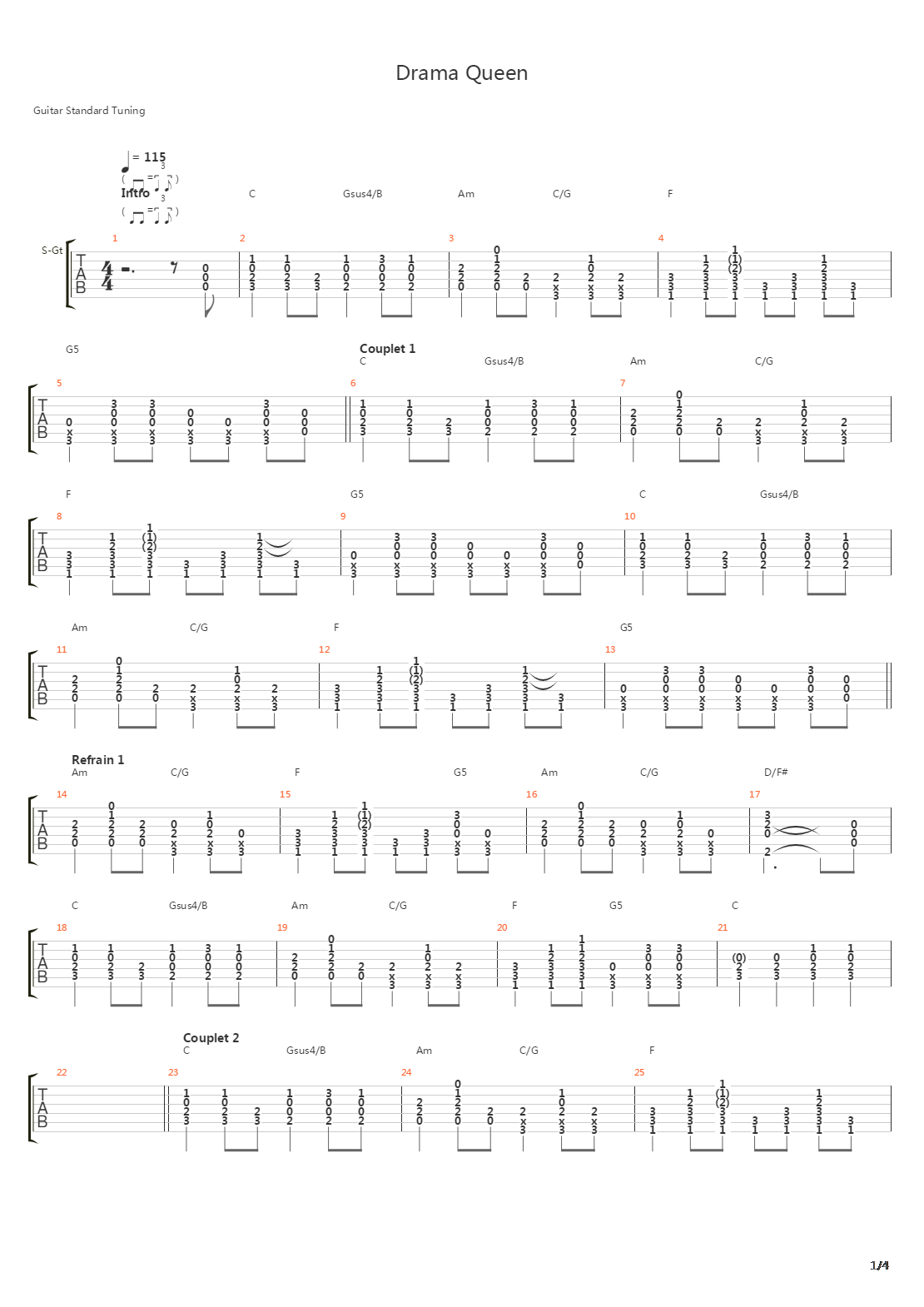 Drama Queen吉他谱