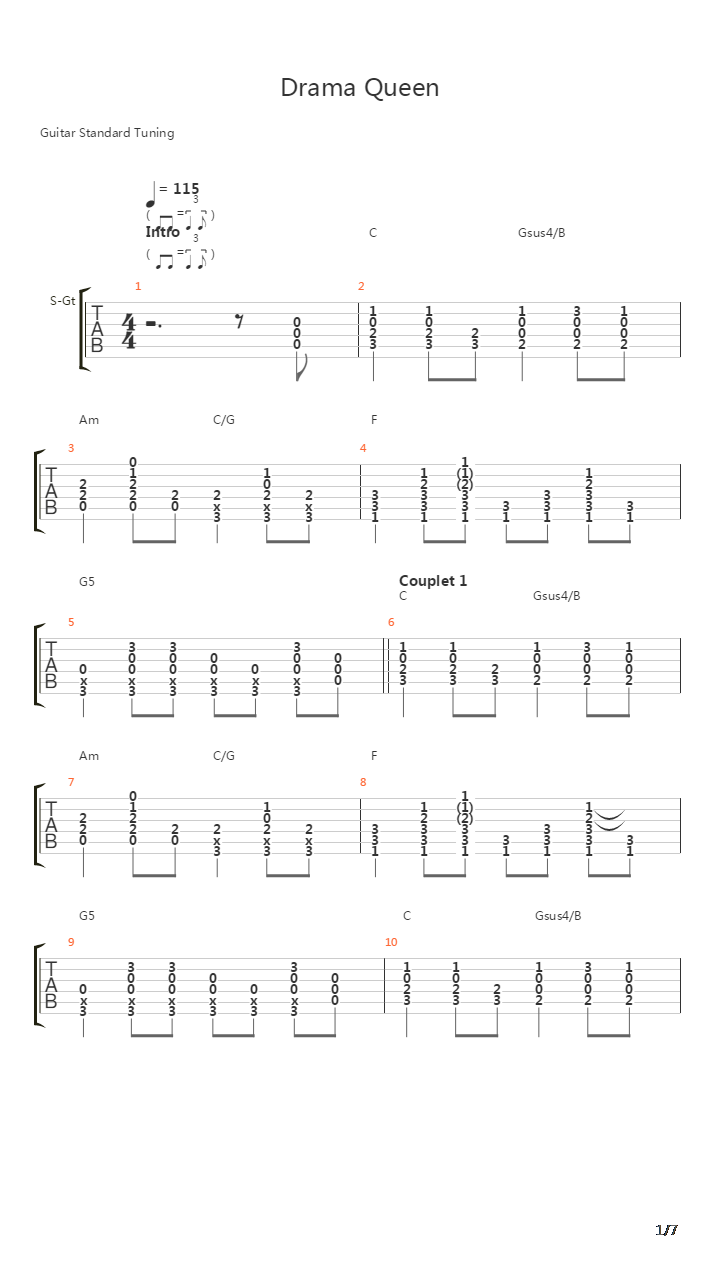Drama Queen吉他谱