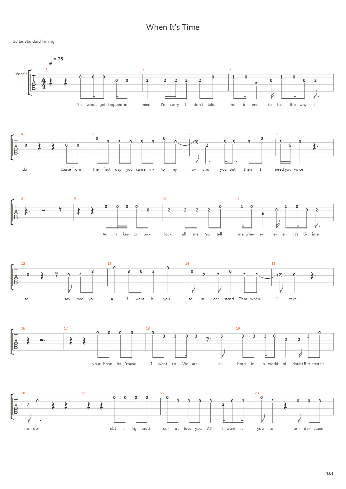 When Its Time吉他谱