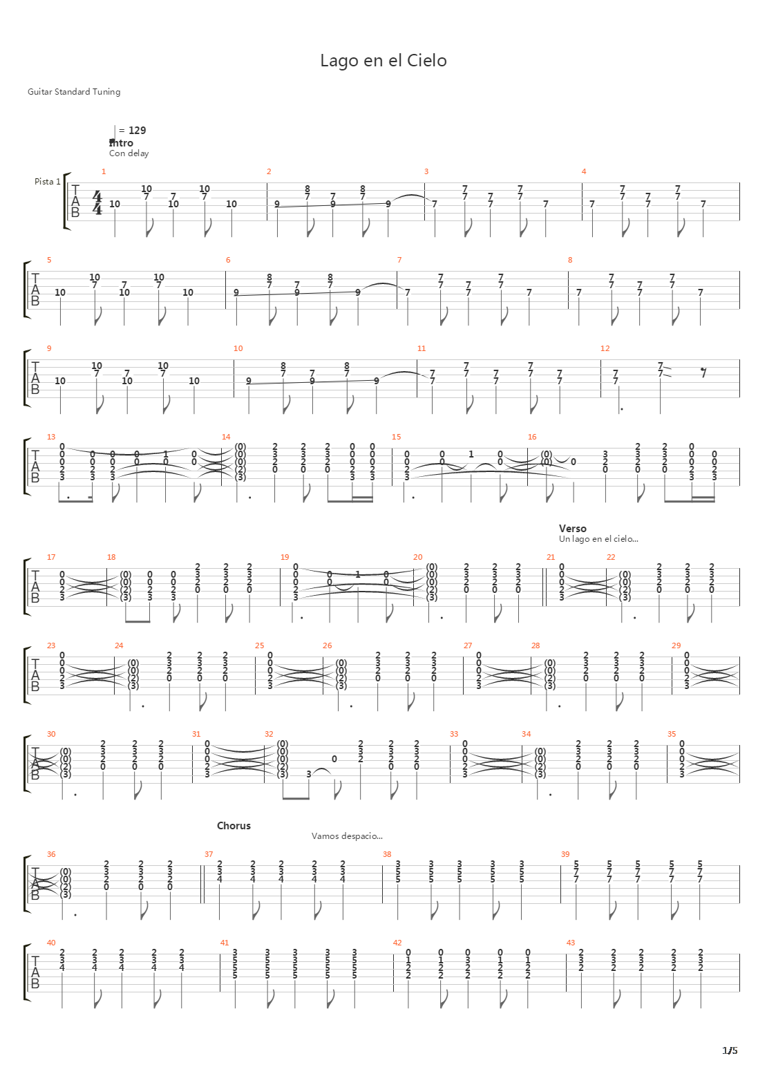 Lago En Cielo吉他谱