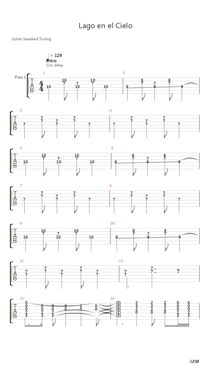 Lago En Cielo吉他谱
