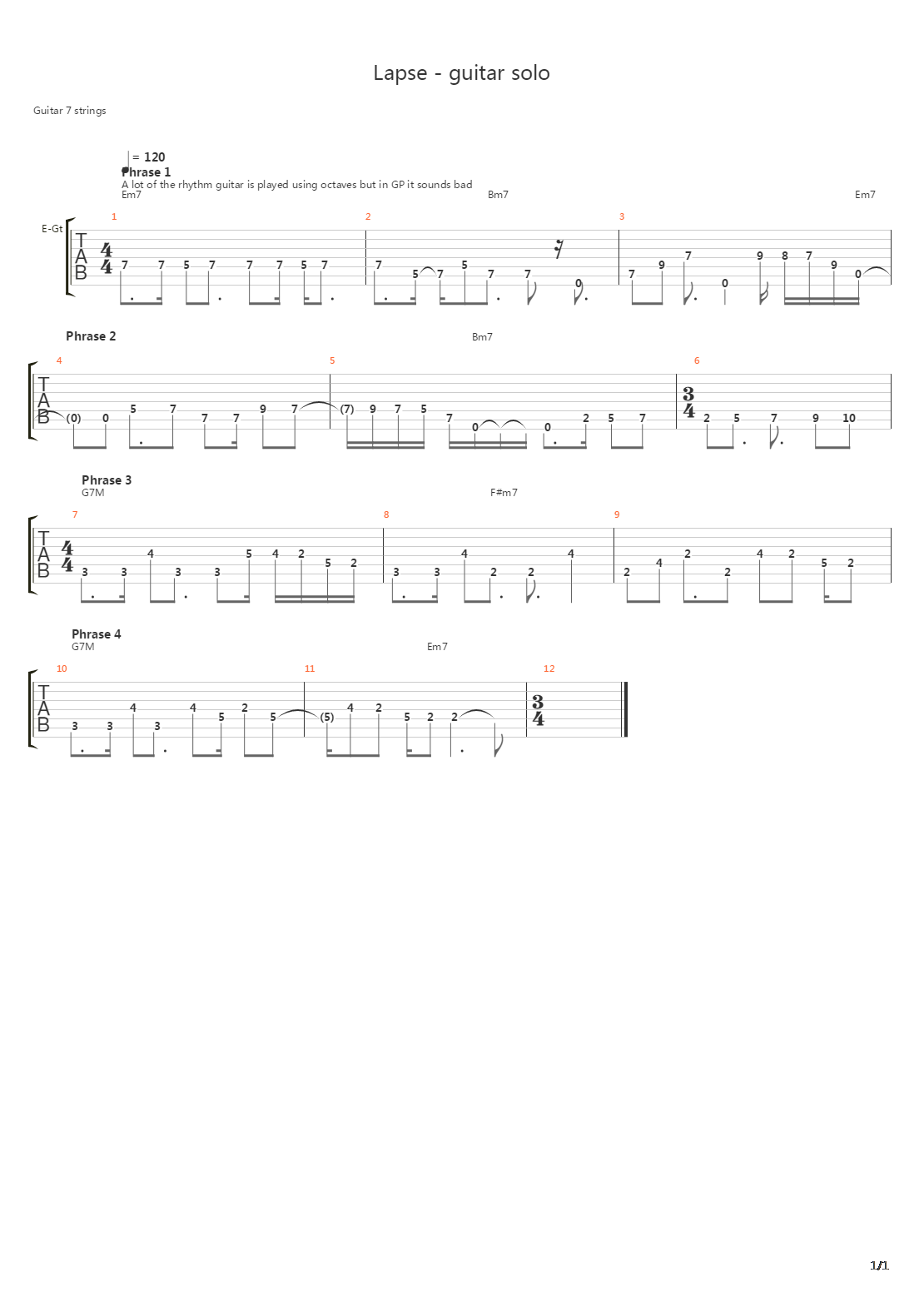 Lapse吉他谱