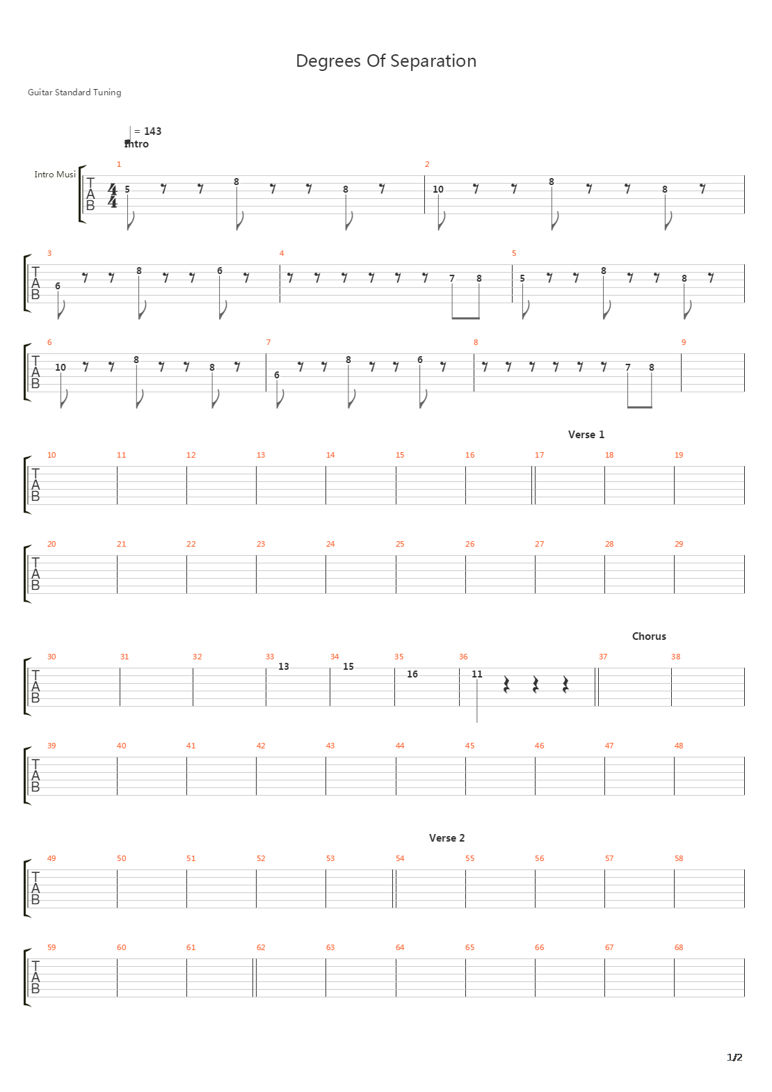 Degrees Of Separation吉他谱