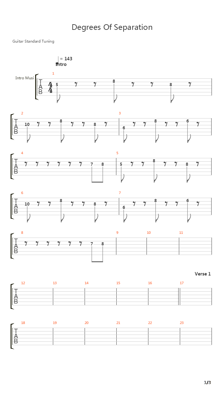 Degrees Of Separation吉他谱