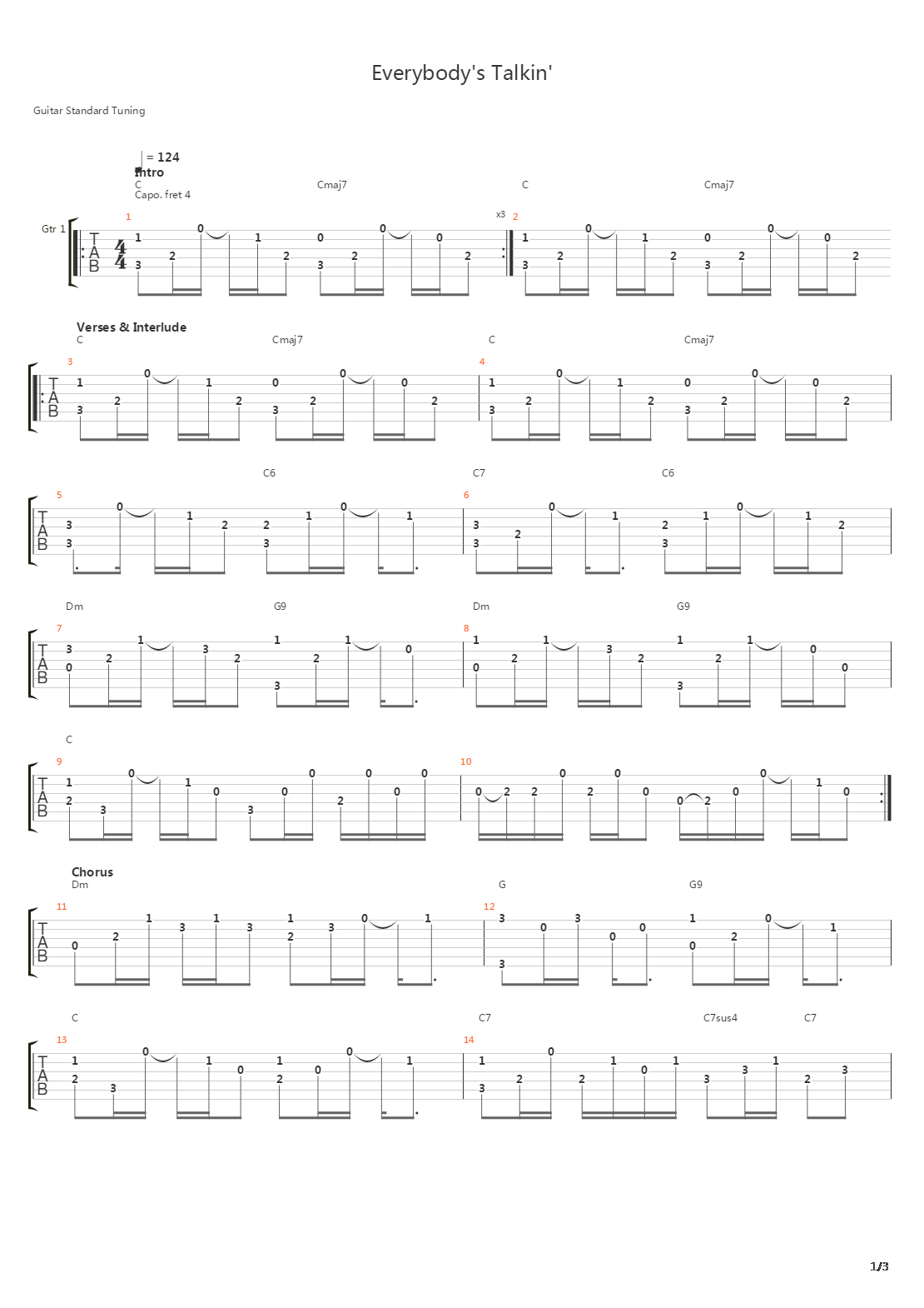 Everybodys Talkin吉他谱