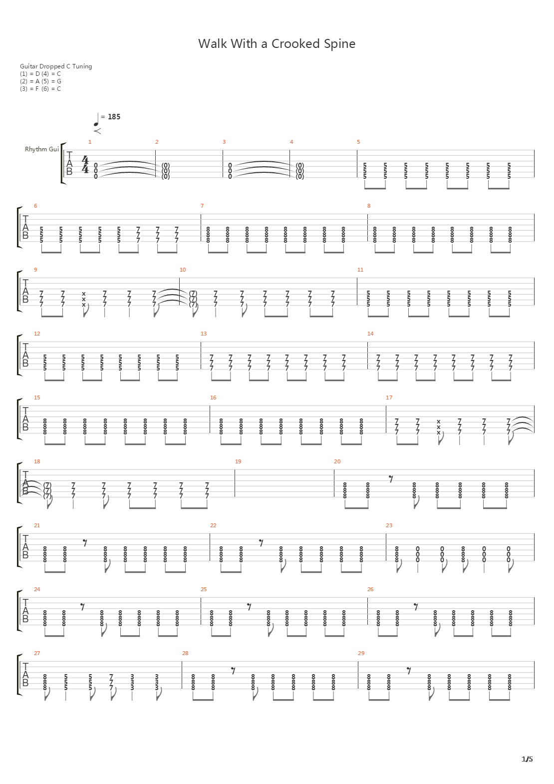 Walk With A Crooked Spine吉他谱