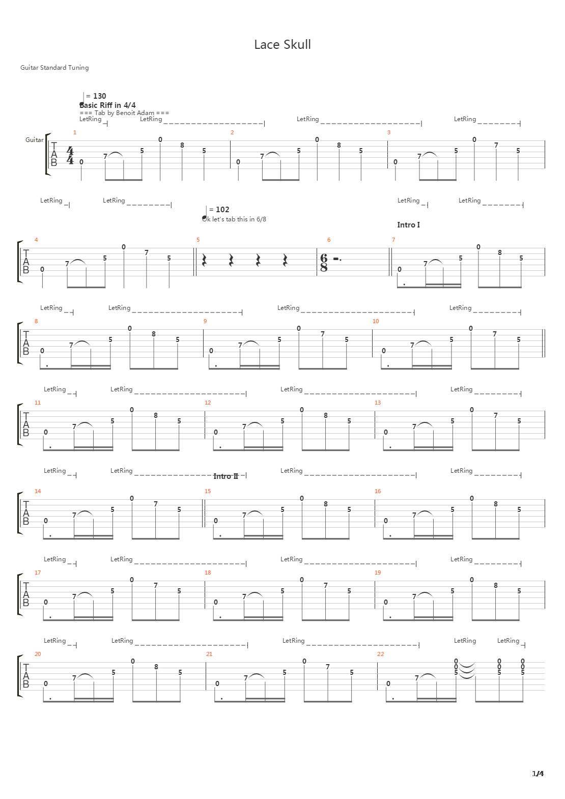 Lace Skull吉他谱
