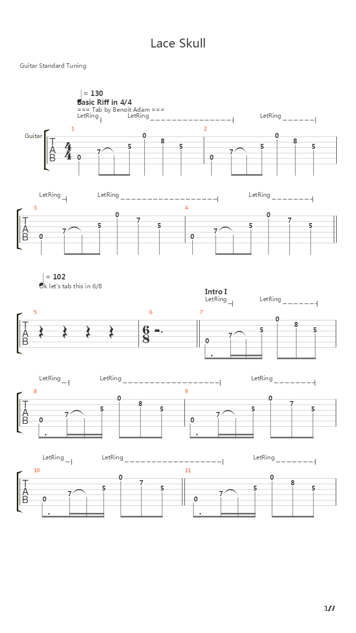 Lace Skull吉他谱