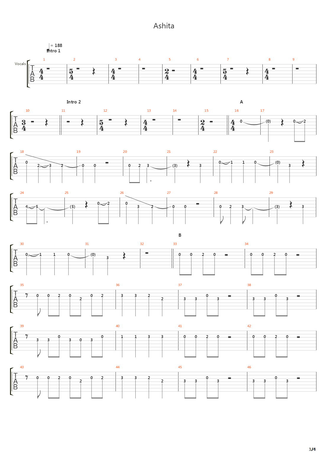 Ashita吉他谱