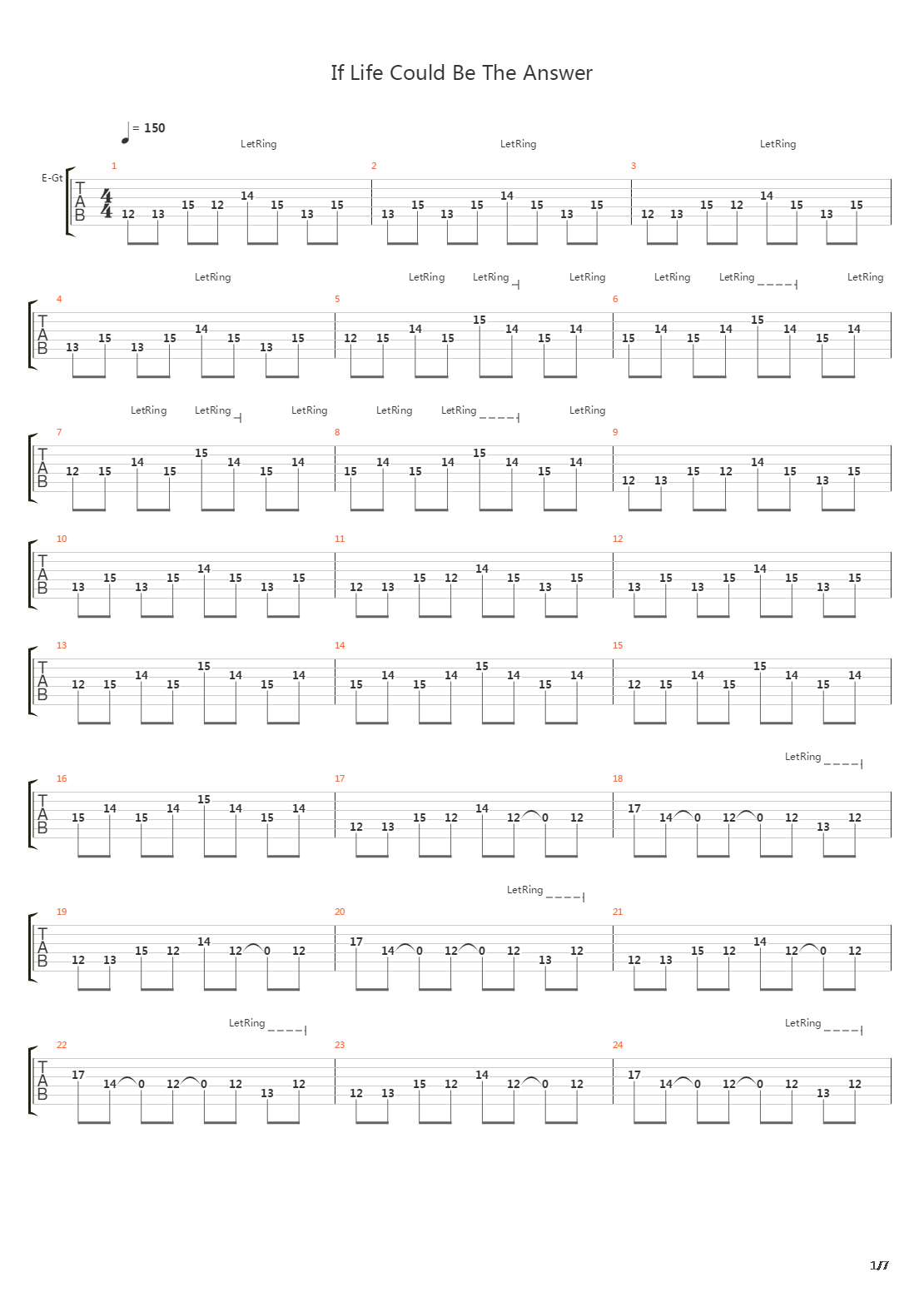 If Life Could Be The Answer吉他谱