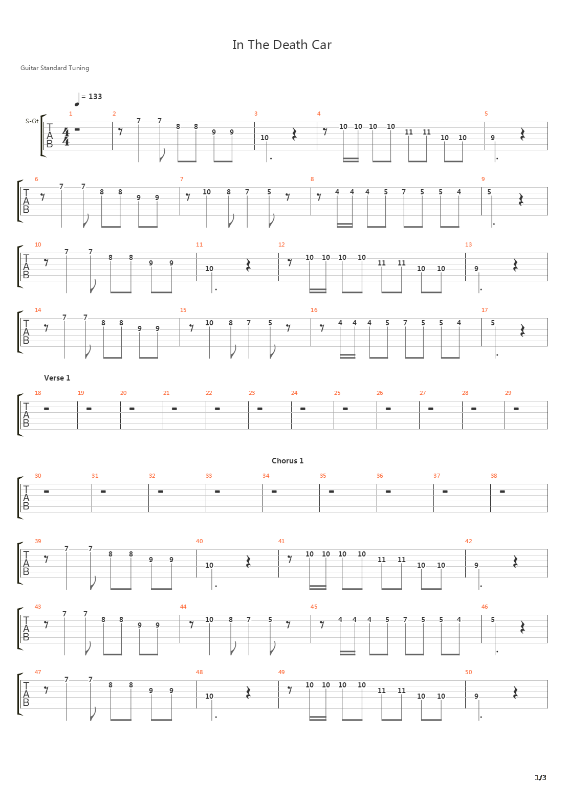 In The Death Car吉他谱