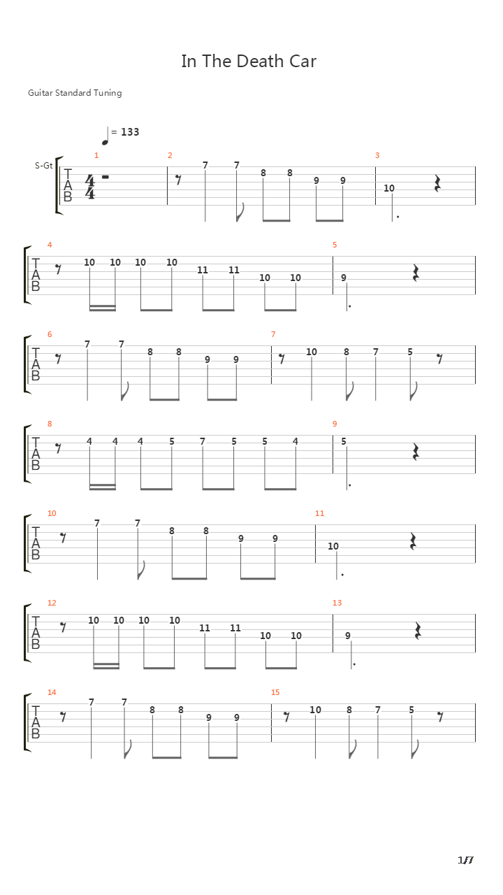 In The Death Car吉他谱