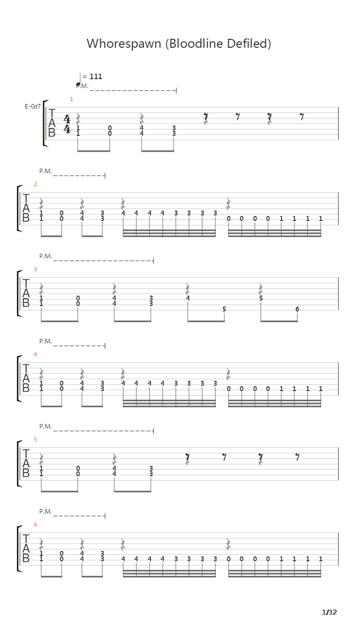 Whorespawn Bloodline Defiled吉他谱