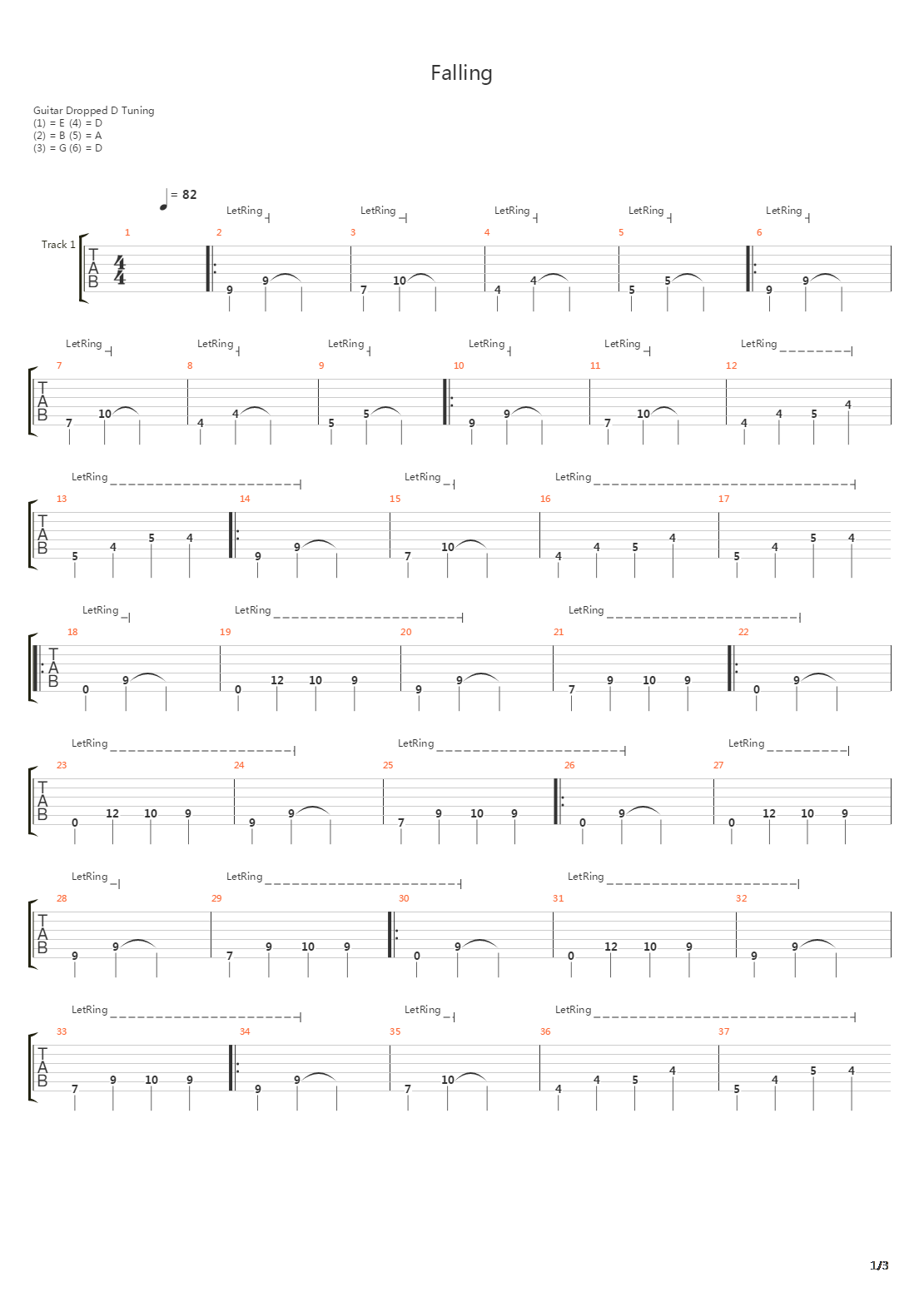 Falling吉他谱